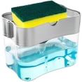 thumbnail image 1 of Dispensador de Jabón 2 en 1 con Esponja para Cocina, ABS Resistente, Reutilizable, A Prueba de Fugas, Organizador de Fregadero para Platos y Cubiertos, 1 of 8