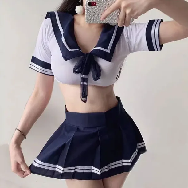 Disfraz de lencería de Cosplay para mujer, uniforme de estudiante escolar, blusa ajustada, Falda plisada JK, chica universitaria porno, Anime Cos