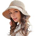 thumbnail image 1 of Yjmei Sombrero de paja para mujer, gorro de playa antirrayos UV de verano, gorro plegable para viajes, pesca y senderismo, 1 of 4