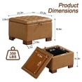 thumbnail image 2 of HASLE 24" Square Storage Ottoman Coffee Table, Linen Tufted Ottoman with Reversible Wooden Tray Lid, Ample Storage Footstool, Light Brown, 2 of 8