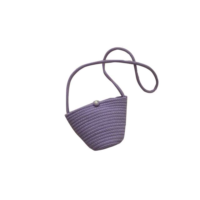 Qarigey Bolso de hombro de playa de algodón para mujer, estuche de viaje informal de almacenamiento cruzado, organizadores de Color sólido, bolsas de Bolsas de mensajero y de hombro Violeta Qarigey AP012360-04