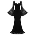 thumbnail image 5 of IWRICH Velvet Gothic Maxi Dress for Women Dresses with Lace Bell Sleeves Goth Vintage Halloween Gown, 5 of 5