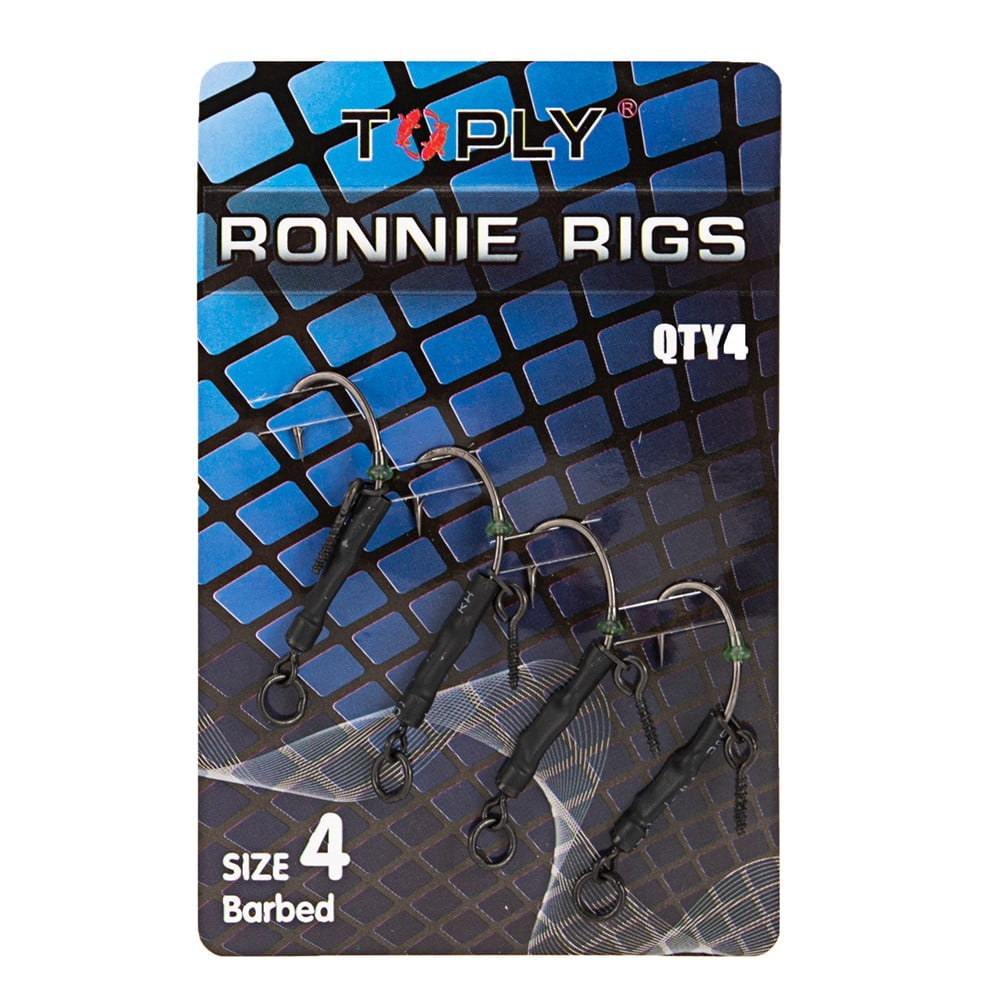 Ready Tied Ronnie Rigs (Pack Of 4) Carp Fishing Rig with Barbed/Barbless  Hook 