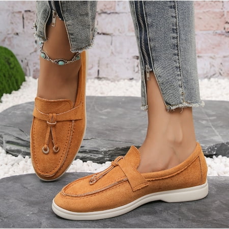 KAQ shoes Women s Round Toe Flat Loafers Comfort Slip On Moccasins Lightweight Driving Penny Loafers Casual Dress Walking Shoe