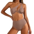 thumbnail image 5 of cocolona Womens One-shoulder Bikini Sets Summer Cute Solid Color Two Piece Swimsuits Vacation Beach Swimwear, 5 of 6