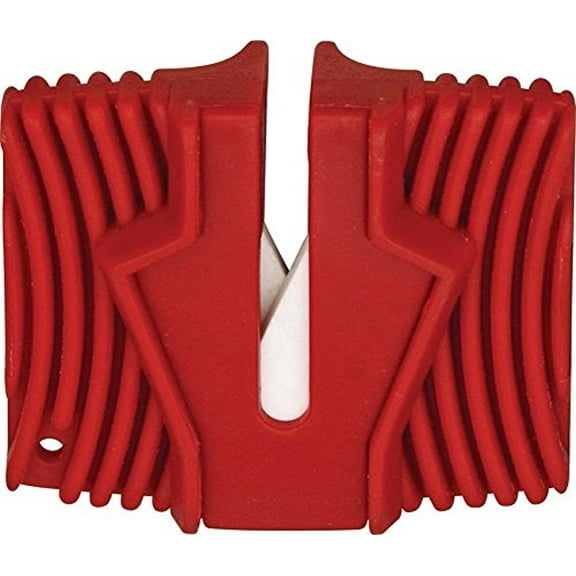 SZCO Portable Ceramic Knife Sharpener Compact Pocket Blade Sharpener with Grooved Design & Lanyard Hole – Ceramic Pocket Sharpener Red