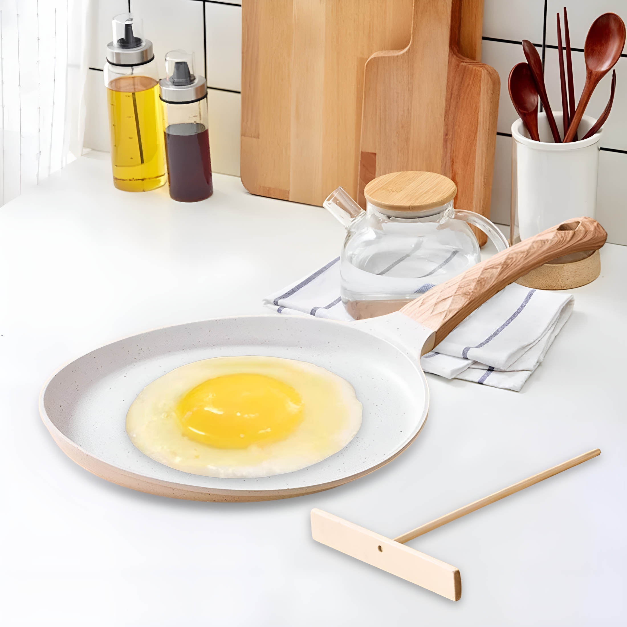 ACDANC Nonstick Crepe Pan Tortilla Maker Pan Portable Tawa Griddle Round Dosa Pan with Spreader for Kitchen Tool Cooktop 7inch