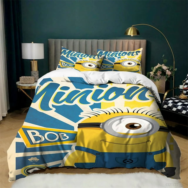 Minions Lightweight Ultra Soft Duvet Cover Set 3 pcs Bedding Set All-Season Breathable Comforter Set Quilt Cover Kids