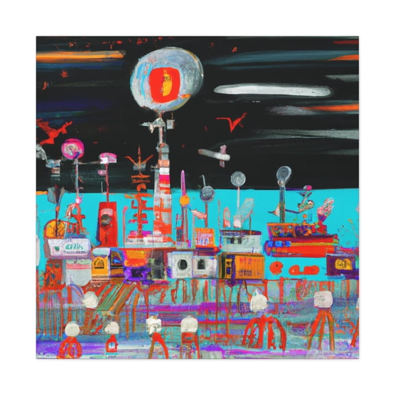 "Harbor at Dusk Painting" - Canvas