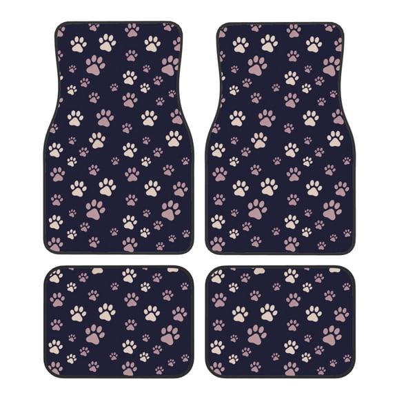 KAKALAD Dog Paw Print 03 Car Floor Mats 4PC Set Carpet Protection, Universal Fit for Car SUV VA & Truck, Vehicle Front & Rear