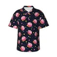 thumbnail image 1 of Balery Cartoon Donut Planets Camisas hawaianas de manga corta para hombre, camisas playeras de corte holgado, camisas de vacaciones con botones,XX-Large, 1 of 7