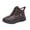 Coffee, variant on Women Fleece Lined Winter Ankle Booties Waterproof Faux Leather Hook Loop Cold Weather Boots Floral Embroidery Soft Cushioned Non Slip Walking Snow Shoes
