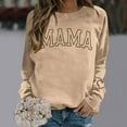 thumbnail image 2 of UJNDER Women's Letter Print Round Neck Pullover Sweatshirt Street Style Long Sleeve Khaki XL, 2 of 5