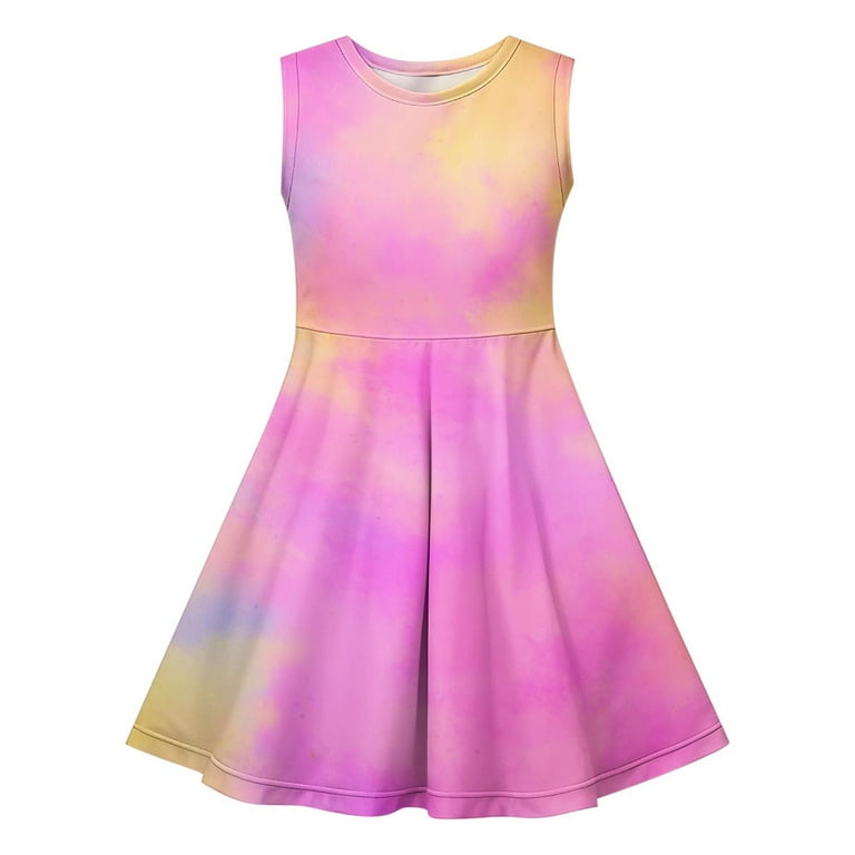 skater dress semi formal Girls Sleeveless Stretchy Dress, Tween a Line Flowy Skater Dress, Cute  Printed Round Neck Sundress Kids Semi Formal Dresses 13Y