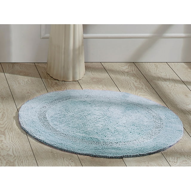 Better Trends Lux Collection is Ultra Soft Plush and Absorbent Tufted Bath Mat Rug 100 Percent Cotton in Vibrant Colors, 30" Round, Blue