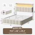 thumbnail image 3 of GUNAITO Queen Bed Frame with Storage Headboard, 2 Drawers Platform Upholstered LED Bed Frame with USB Ports & Outlets Beige, 3 of 9