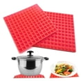 thumbnail image 1 of Baking Pad Soft Silicone Red Baking Mat with Evenly Heating Structure BBQ Grill Mat Folding Square Barbecue Oil filter Tray for Kitchen Cooking, 1 of 8