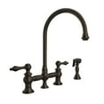 thumbnail image 2 of Whitehaus Vintage III Plus Bridge Faucet with Long Gooseneck Swivel Spout, Lever Handles and Solid Brass Side Spray, 2 of 4