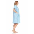 thumbnail image 3 of Dream8teen Women's Snaps Front Closure House Dress Short Sleeve Woven Housecoat Duster Lounger Robe 2012 Blue Striped 3X-Large, 3 of 5