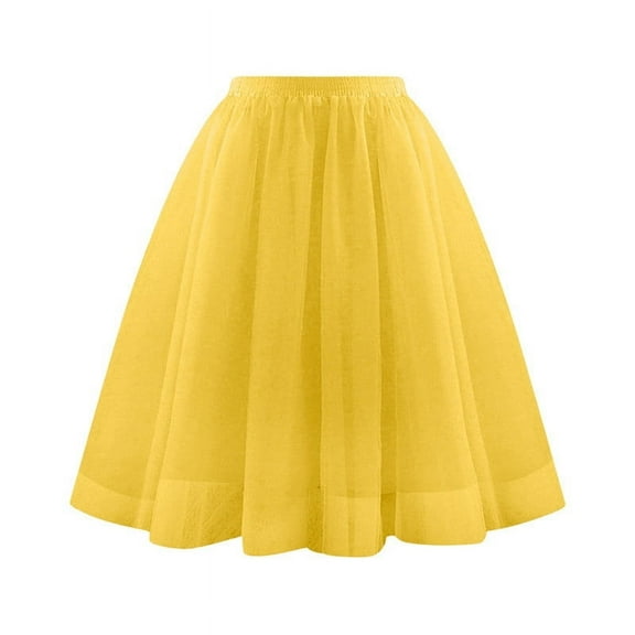 XUNKUSGA Skirts for Women Mesh Tutu Skirts High Waisted Cute Solid Color Tulle Skirt Spring Summer Active Casual Skirt
