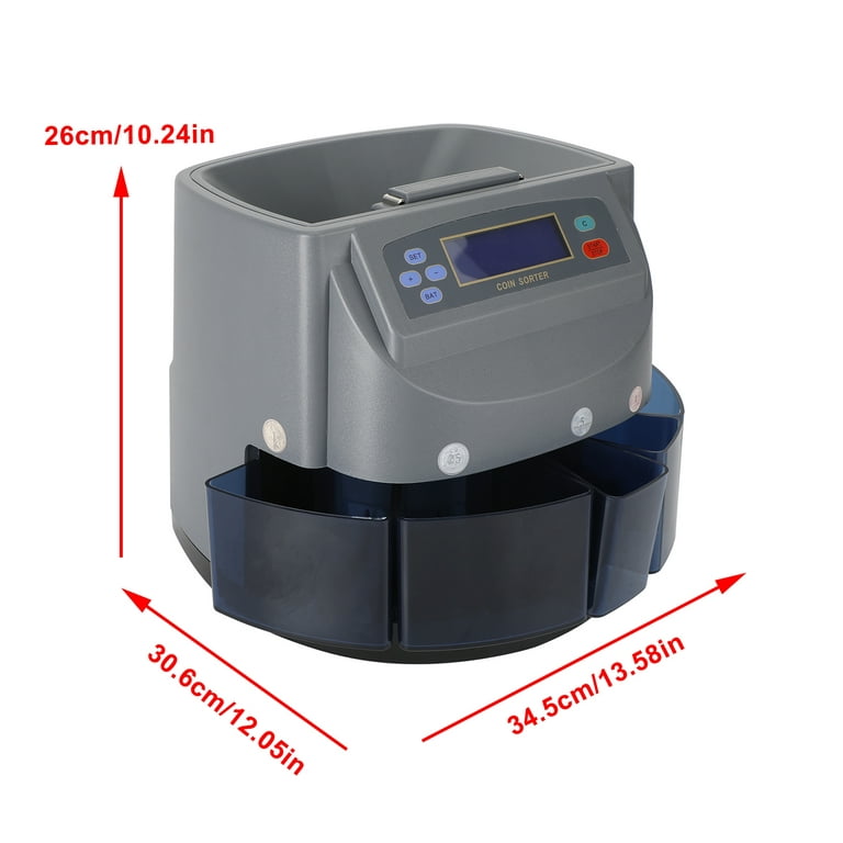 Aibecy Electronic Coin Counter Sorter Euro 300 Coins Mini Digital Auto  Counting Machine Preset/ Total Money Display/ Fault Self Check, for Shop  Bank Restaurant (AC ) 
