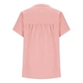 thumbnail image 6 of Oversized Tshirts for Women Linen Cotton Blend Button Down Shirt Casual Short Sleeve Neck Blouse Loose Fit Pink Summer Tops for Women, 6 of 9