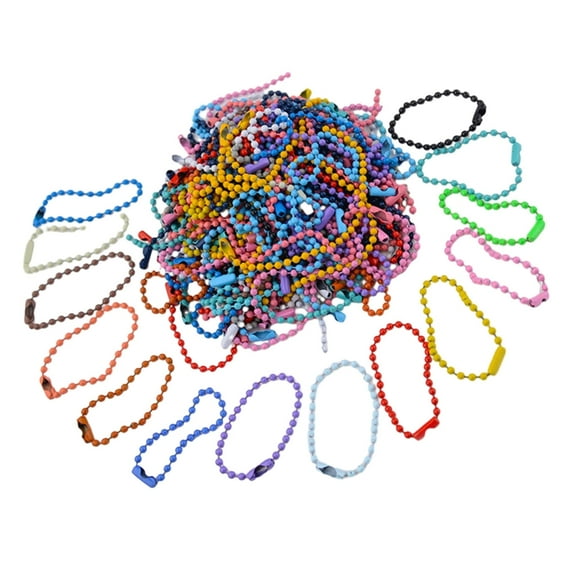 XISAOK 100Pcs Colorful Beaded Chains Metal Ball Beads Chain Keychains for DIY Crafts