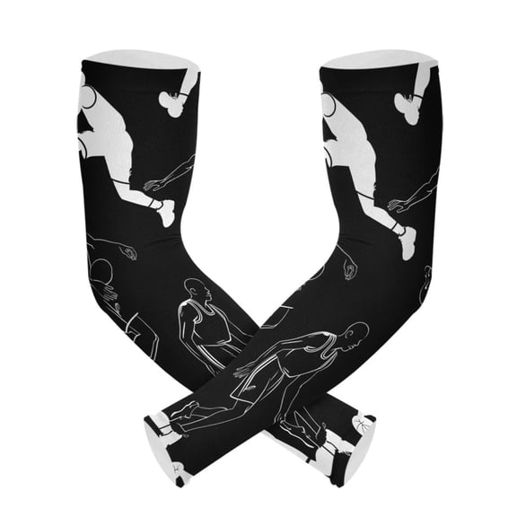 ALAZA Basketball Players UV Sun Protection Arm Sleeves UPF 50  Compression Cooling Sleeve 1 Pair