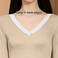 thumbnail image 4 of Conjunto de traje térmico con cuello en V, ropa y pantalones de otoño sin costuras de modal para mujer, 4 of 5
