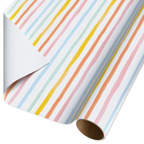 American Greetings Rainbow Stripes Wrapping Paper Roll (1 Roll, 96 in. x 30 in.)