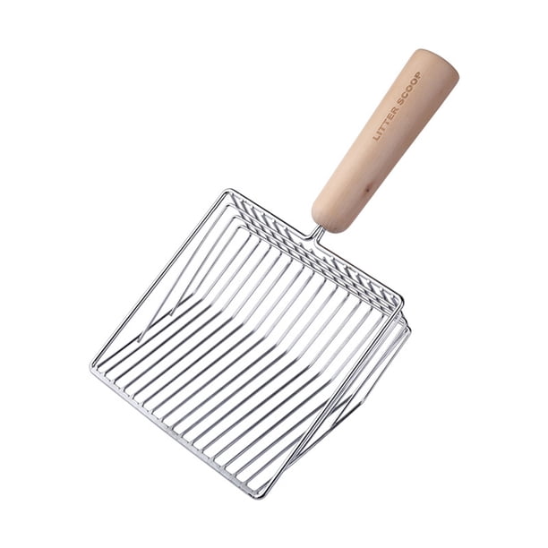 Pala Para Arena Para Gatos Pala Para Arena Para Gatos Con Mango De Madera Para Limpieza De Inodoros De Mascotas (Metal)
