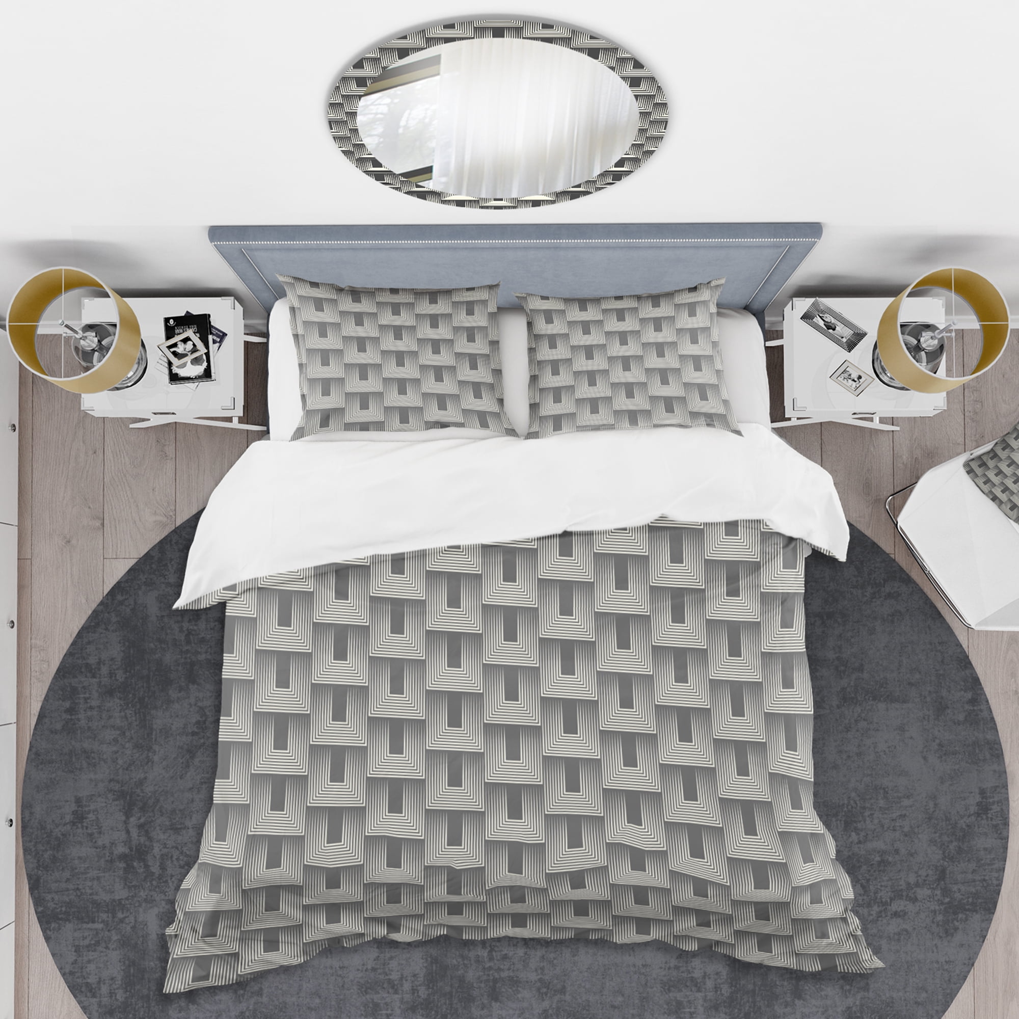 Designart 'Mimimal Black And White Design I' Mid-Century Modern Duvet Cover Set