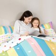 thumbnail image 4 of Manfei Cute Rainbow Stripe Twin Comforter Sets, Sweet Love Heart Bedding Set, Cream Yellow, Polkadot Reversible, 2pcs, 1 Comforter and 1 Pillowcase, 4 of 7