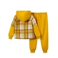 thumbnail image 3 of Fdqin Boys Outfit Sets 2Pcs Flannel Plaid Shirt and Pants Set Hoodie Sweatsuit for Fall Winter Spring Kids Clothes Yellow 9-10 Years, 3 of 8