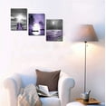 thumbnail image 3 of wall decorations for living room 3 Piece framed canvas wall art bathroom artwork for wall painting office bedroom wall decor Black and white ocean purple Landscape modern family Posters home decor, 3 of 6
