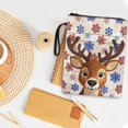 thumbnail image 3 of HELLHERO Deer and Snowflake Pattern 1pcs Vintage Book Cover with Handle Zipper Polyester Fabric Storage & Portability for Librarian Hardcover Notebook, 3 of 8