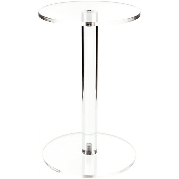 Plymor Clear Acrylic Round Barbell Pedestal Display Riser, 9.5" H x 6" D (1/4" thick)