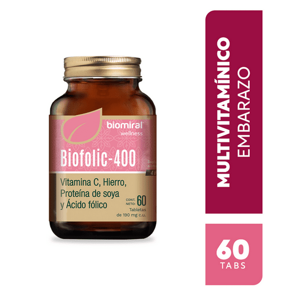 Biofolic-400 C/60 Tab / Ácido Fólico, Vitamina C, Hierro