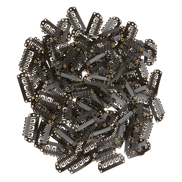 100 Uds Clips de la extensión del pelo Sunnimix 28mm marron