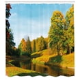 thumbnail image 3 of Ambesonne Landscape Shower Curtain, Natural Forest Park, 69"Wx75"L, Marigold and Olive Green, 3 of 3