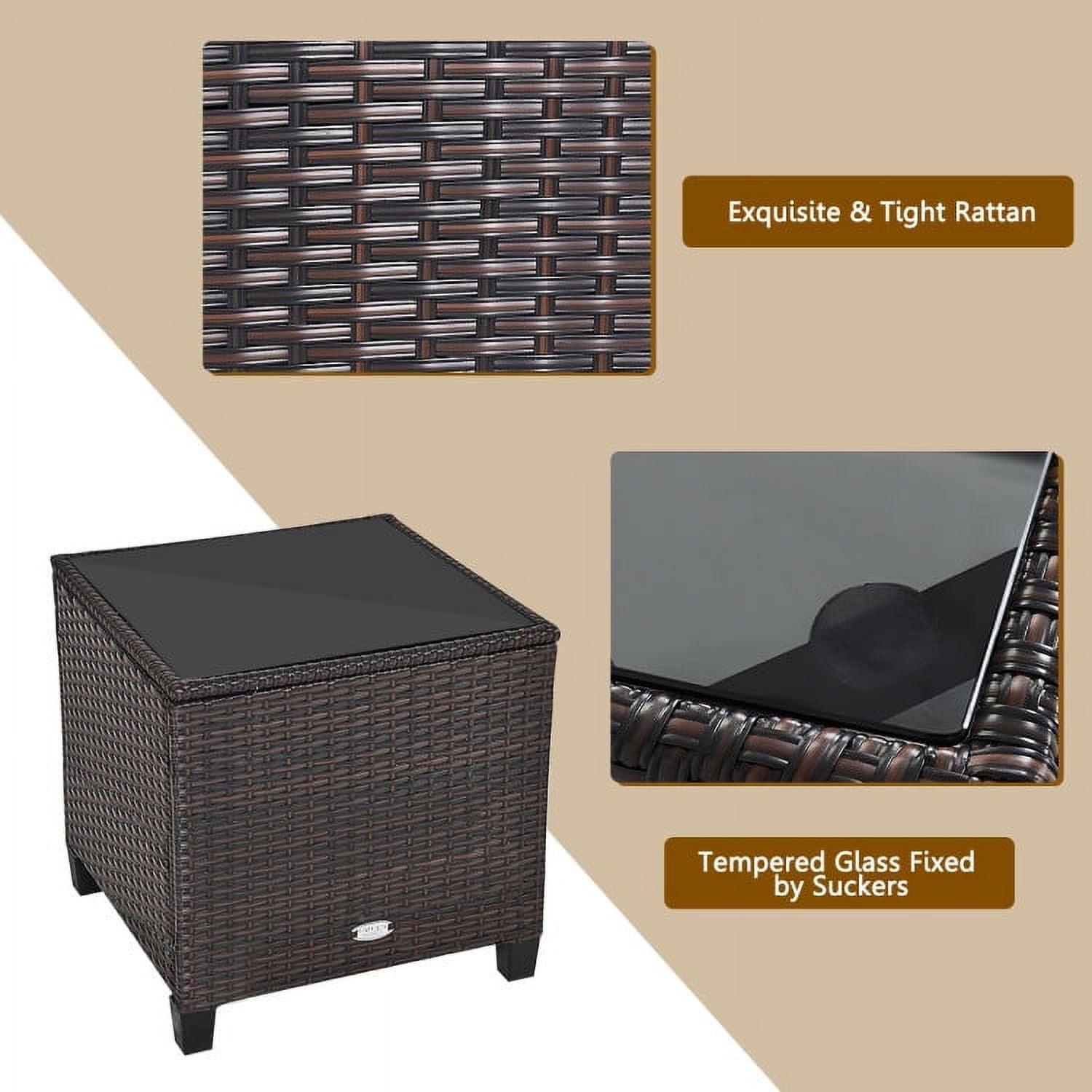 Aimee Lii 3 Pieces Wicker Patio Furniture Set, Coffee Table Cushioned Sofa, Modern Patio Furniture, Navy Aimee Lii 3 Pieces Wicker Patio Furniture Set, Coffee Table Cushioned Sofa, Modern Patio Furniture, Navy