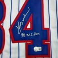 thumbnail image 3 of Autographed/Signed Kerry Wood 98 ROY Chicago Pinstripe Baseball Jersey Beckett BAS COA, 3 of 4