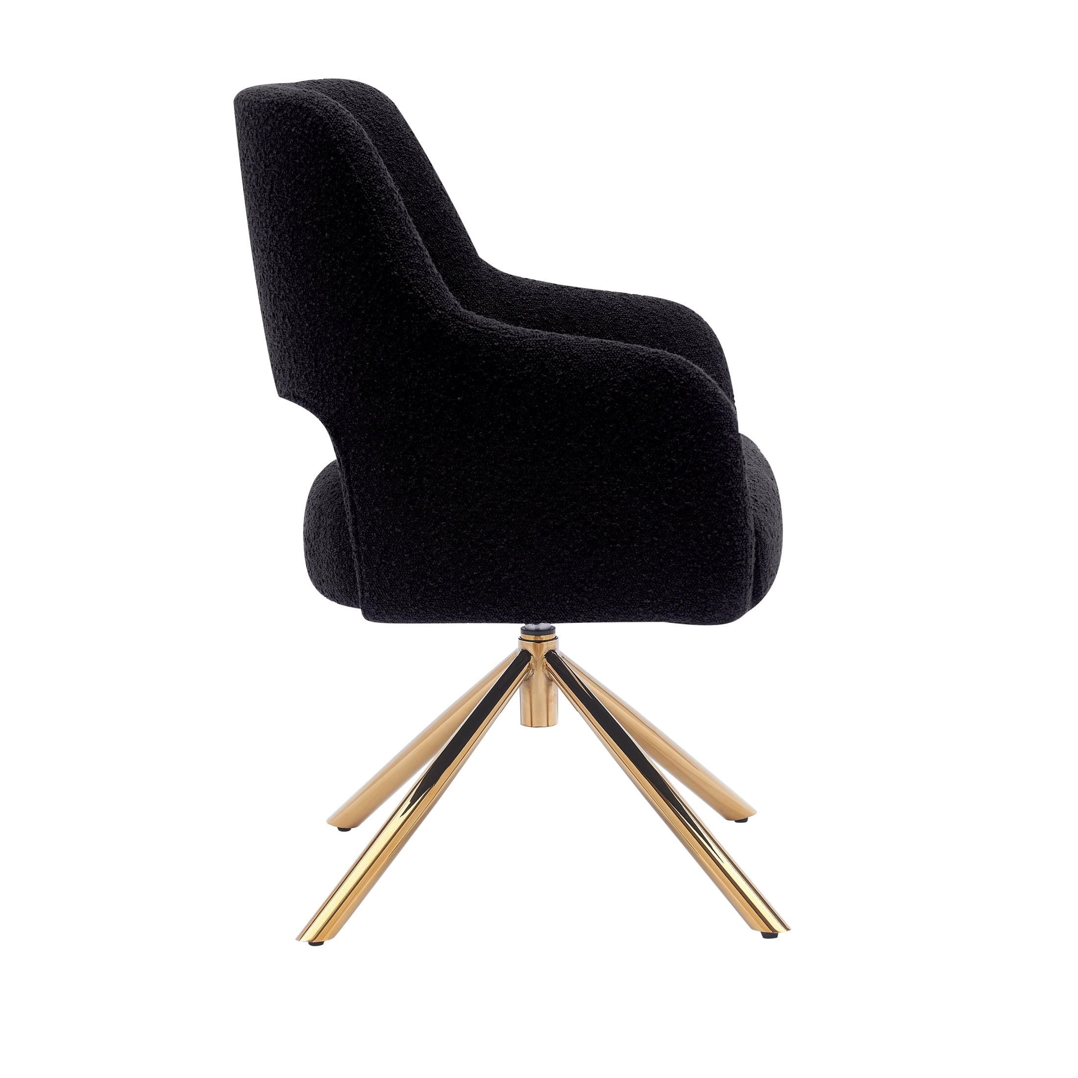Mid-Century Modern Water and Stain Resistant Boucle Fabric Upholstered Swivel Accent Chair, Black