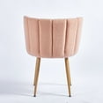 thumbnail image 4 of Faux Fur Dining Chairs, Modern Dining Chair with Wood Color Metal Legs, Upholstered Dining Chairs, Accent Desk Chair Suitable for Dining Room, Living Room(Light Beige,Set of 4), 4 of 8