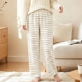 thumbnail image 7 of Women's Stripe Pajama Pants Casual Elastic Waist Loose Wide Leg Lounge Bottoms Comfy Casual Breathable Everyday Wear, 7 of 7