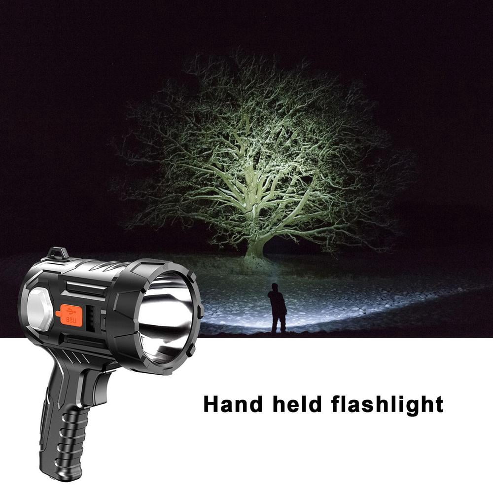 Rechargeable Spotlight Flashlight with Solar Panels, 3000 Lumen Outdoor Handheld Spot Lights and Flood Light and 3 Colors Lenses for Boating Hunting and Camping