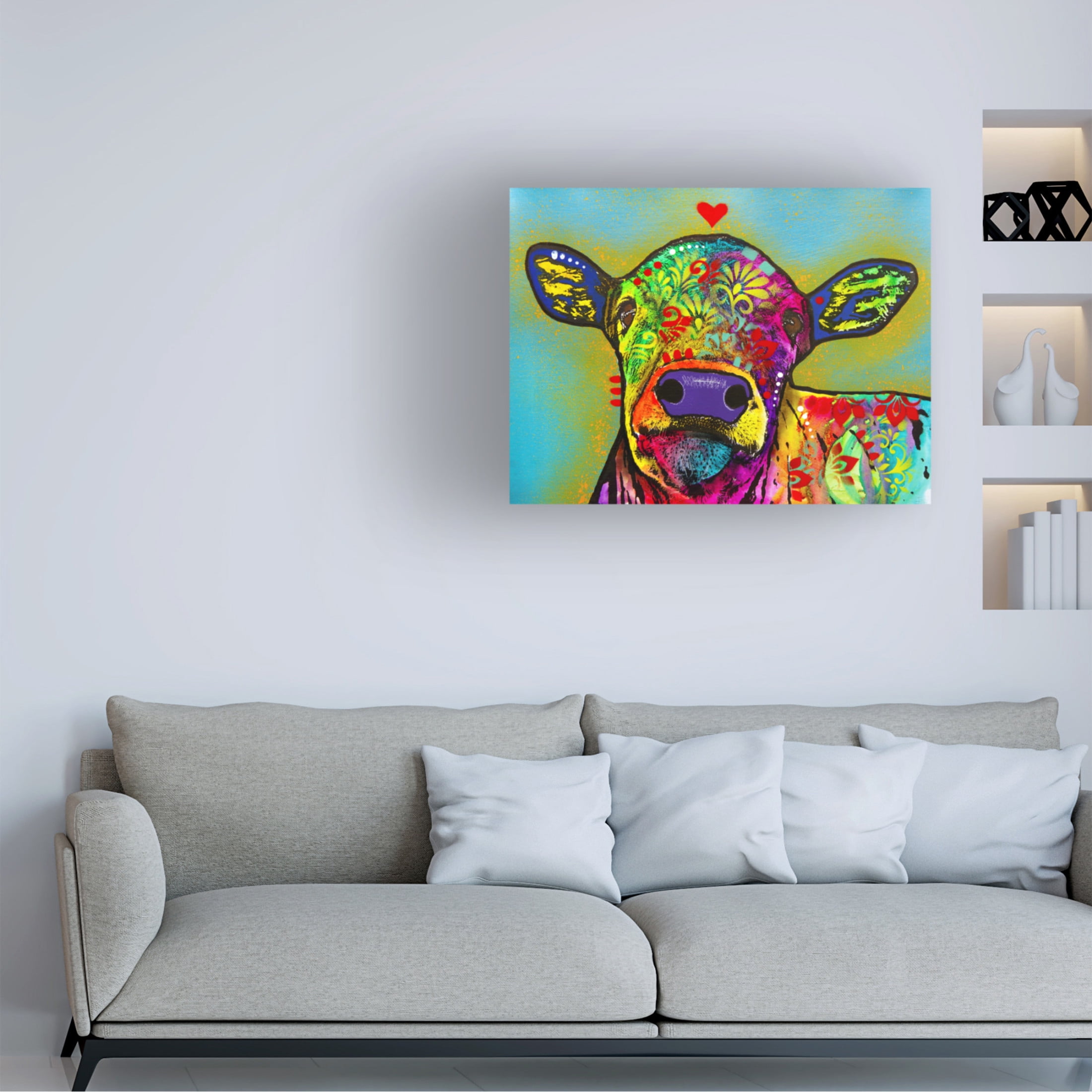 Canvas Wall Art - Dean Russo 'Baby Moo' Wall Art for Living Room, Bedroom, or Office Décor by Trademark Fine Art - 19 x 14 Inches