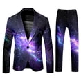 thumbnail image 5 of Mens Galaxy Cosmic Print Formal Two Piece Business Attire With Jacket Trousers Clothes, 5 of 9
