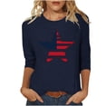 thumbnail image 3 of lcziwo 3/4 Sleeve Tops for Women Cotton Patriotic Basic Tee Top Plus Size 250th Stars Stripes Summer Lightweight Tshirt Navy M, 3 of 6