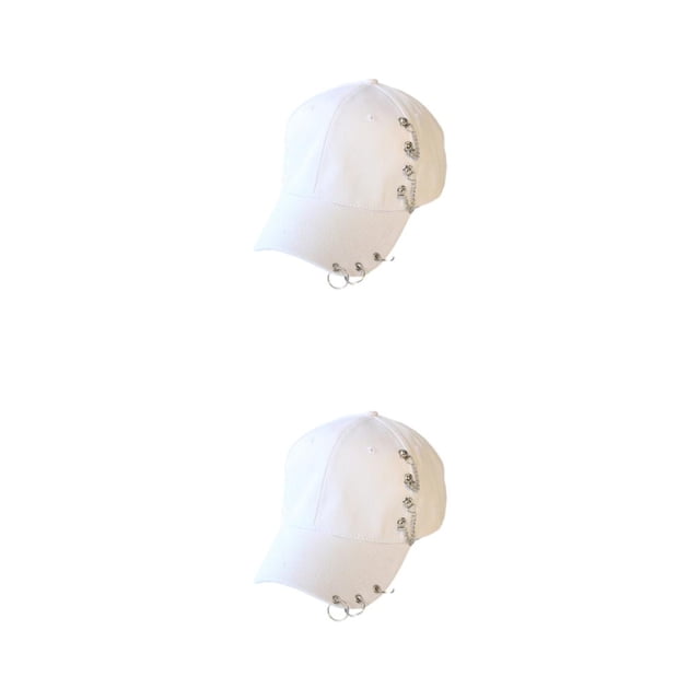 mmirethe Classic Baseball Hat With Ring Decor Adding Touch Of Style To Outfits Casual Chain White 2Set